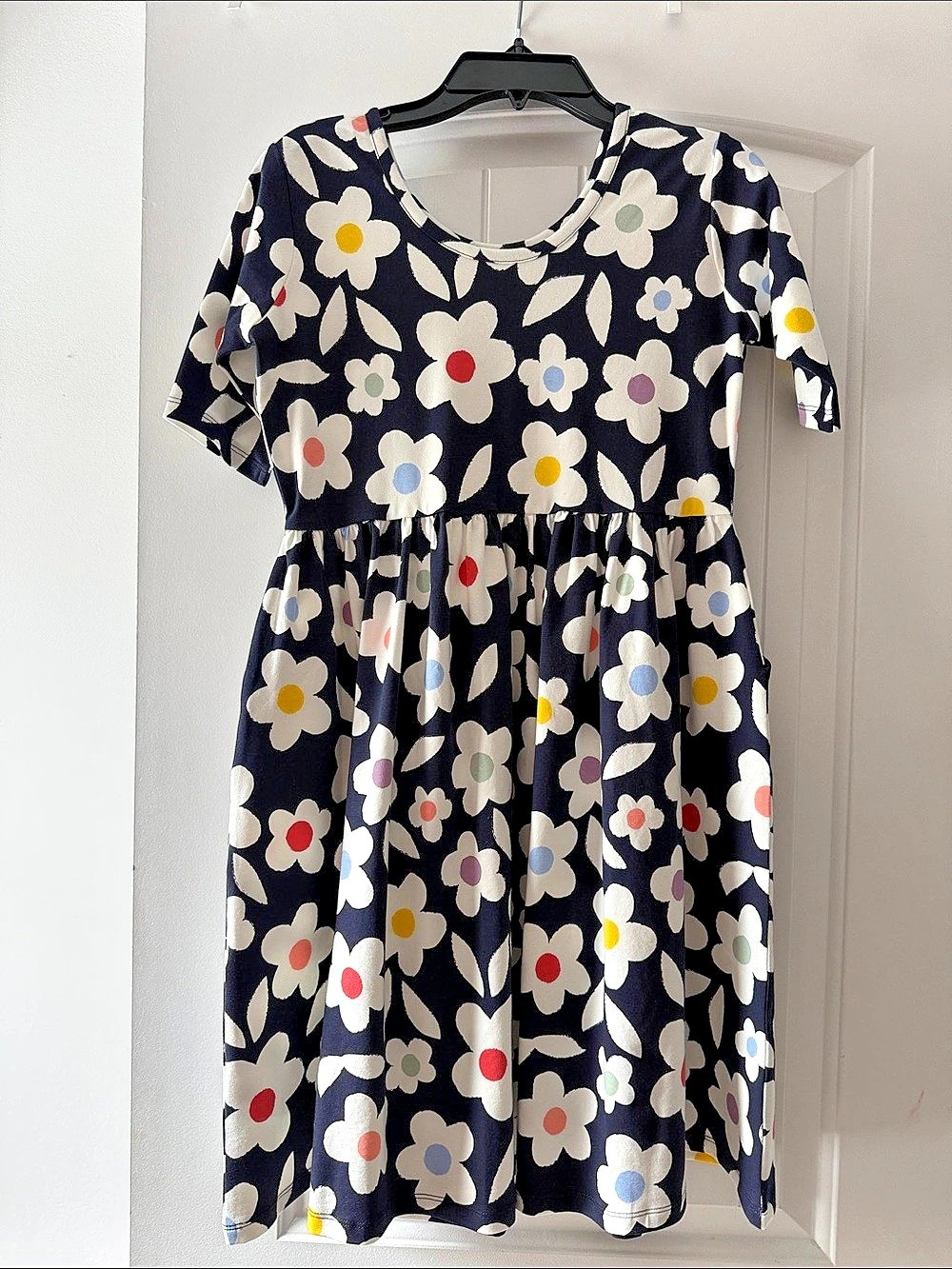 Quince Floral Midi Dress in Navy Size 12 NWT